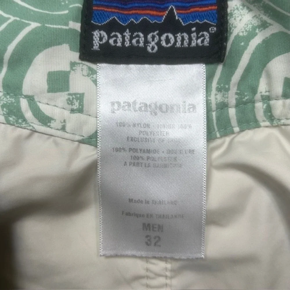 Patagonia Board Short Men's 32 Green Paddler Deco Blox Drawstring Pocket Logo